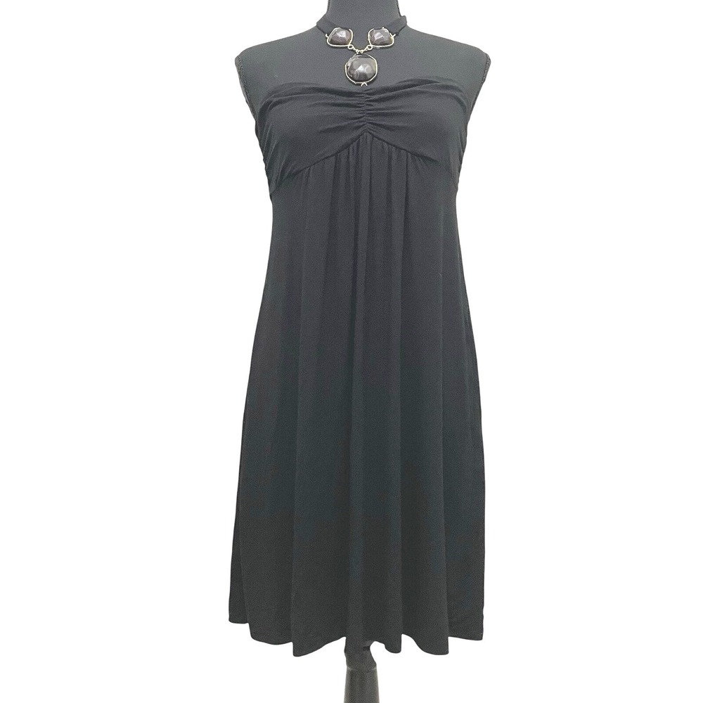 Vintage Honey Punch Tube Top Dress‎ Halter Necklace Black Y2K NWT Large USA Made